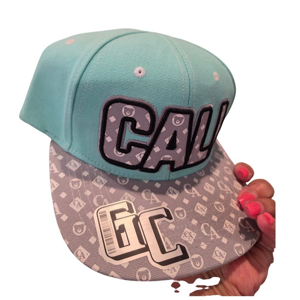 NEW GC Snapback CALI Baseball Cap / Aqua n Gray/ hat